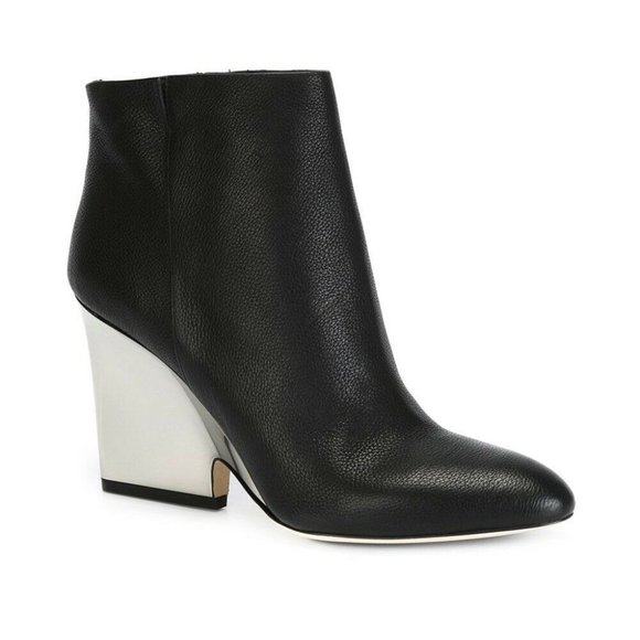 Jimmy Choo Shoes - Jimmy Choo Women's Sz 35 US 5 Black Leather Myth Mirrored Wedge Boots Booties